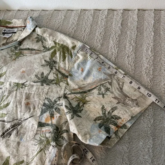 Columbia Swordfish Hawaiian Shirt Mens XXL Fish Button Up Collared Cotton Beach - Picture 12 of 14
